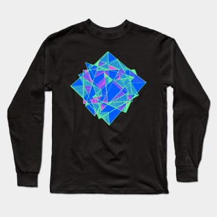 Geometric Art abstract cool triangles blue Long Sleeve T-Shirt